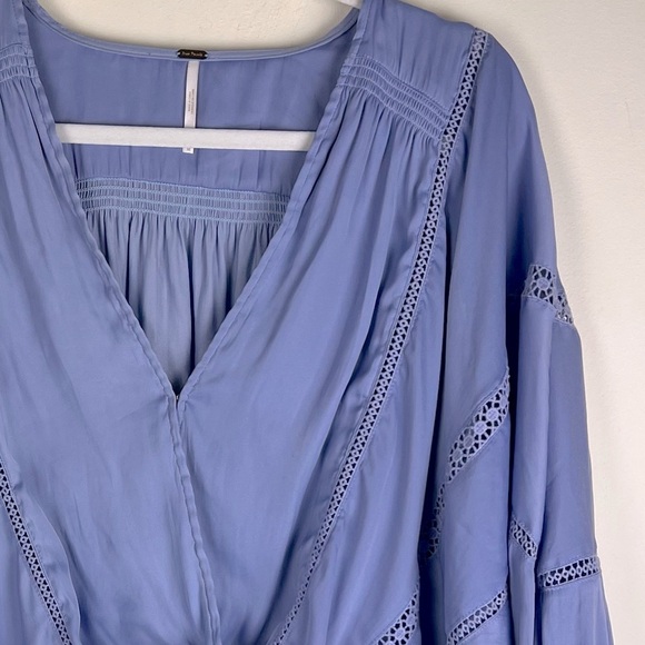 Free People | Billowy Boho Balloon Sleeve Weekend Love Top Periwinkle | M - Picture 7 of 14